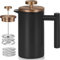 WORBIC Cafetière à piston française 1500 ml en acier inoxydable isolé à double paroi, système de filtration à 3 niveaux, presse française pour la maison, le camping et le bureau (noir, 1,5 l)