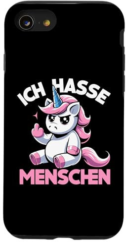 Ich Hasse Menschen Lustiges Einhorn Anti-Social Deutsch Spruch Hülle für iPhone SE (2020) / 7 / 8