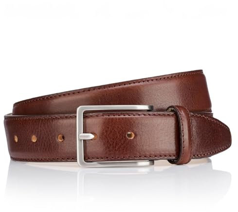 LINDENMANN Premium Gürtel Handmade in EU 35 mm braun, Farbe/Color:braun, Size US/EU:Bundweite 95 cm Gesamtlänge 110 cm W 37.4 L