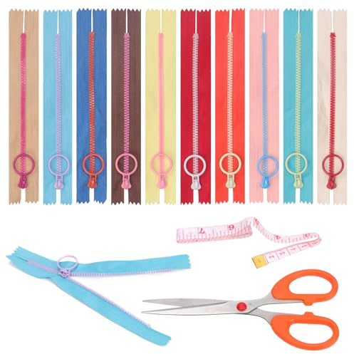 Swpeet 12P 15CM Resin Zipper Metal Ring Puller Colorful Sewing Pouch Bag DIY Sewing Craft Random Color (colour, 15cm,Spule Kunststoff Reißverschlüsse Nähen Reißverschlüsse für Schneider DIY