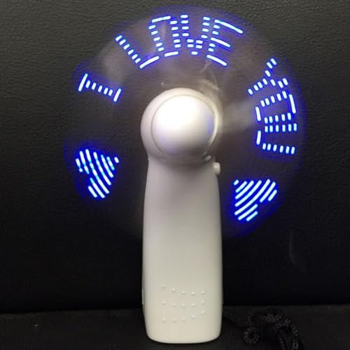 Handventilator mit Buchstaben, leuchtendes Blitz, Wort, kleiner elektrischer kleiner Lichtventilator, Display, Geständnis, LED, A7Y1, Handventilator