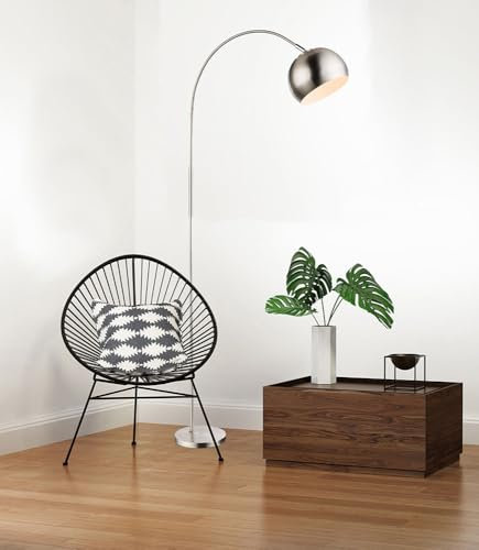 GLOBO LED Stehleuchte Kugel Bogenleuchte chrom Wohnzimmerleuchte stehend, Metall nickel-matt, Schirm beweglich, 1x E27 Fassung, HxLxB 150x58x24,5 cm