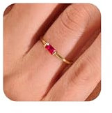 Aidenn Geburtsstein Ringe Gold für Frauen Damen,14K Vergoldet, Stapelbarer Rubin Ring für Mädchen, Geschenke zum Geburtstag der Mütter, Verlobungs, Hochzeits und Versprechensringe Schmuck 57cm