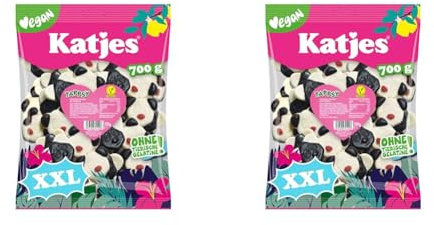 Katjes Tappsy Großpackung – Schaumzucker mit Lakritz und Fruchtgummi, in süßer Pandabären-Form, vegan (1 x 700 g) (Packung mit 2)
