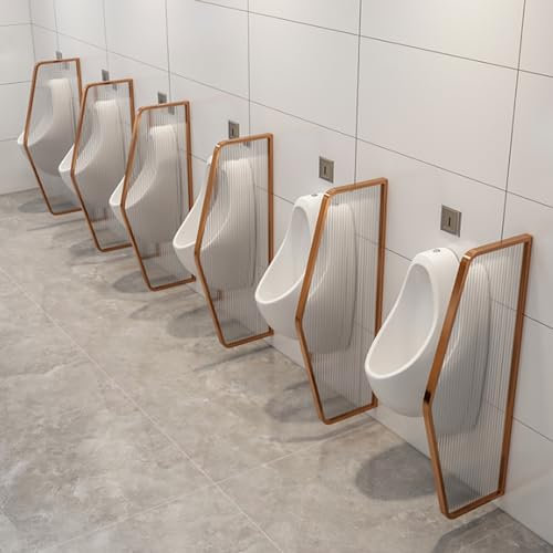 Brise-vue urinoir pour homme en acier inoxydable pour montage mural - Panneau en verre pour toilettes publiques, restaurants et bars (doré)