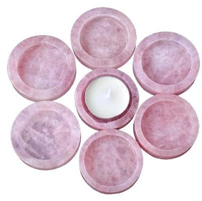 1PC Natural Crystal Rose Quartz Circular Candlestick Crystal Wedding Party Dinners Candle Home Decoration