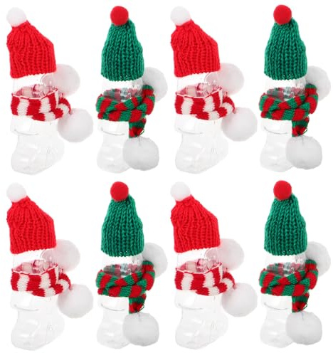 TOYANDONA 10 Stück Weihnachts-Lebkuchenmann-Flaschen Keksdosen Süßigkeitenbehälter Kunststoff-Saftflaschen Mit Deckel Mini-Schal Mütze Für Weihnachtsbaum Saftflaschen Dekoration (50 Ml)