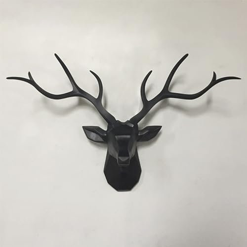 NEONMAN Geometrische Hirschkopf Wandskulptur - 3D Hirschgeweih Statue - Kunstharz Tierkopf Wanddeko - Hirschhorn Wand-Tierkopf Dekoration