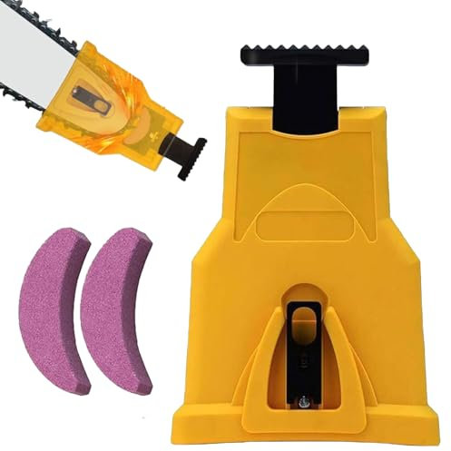 Chainsaw Sharpener, Universal Chainsaw Sharpenerm with 2 Extra Whetstone, Portable Electric Chainsaw Teeth Sharpener Chain Sharpening Tool for All Kinds Chain Saws and Electric Saws