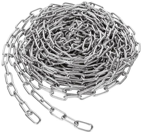 Mbsomnus Cadena 15 M 3 mm Cadena Resistente Cadenas Cadena de Acero Cadena de Metal Cadena Galvanizada con Eslabones Soldados y Mosquetón Catena para Cadena Columpio Bicicleta
