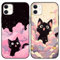 Yimctoie 2 Stück Handyhülle für iPhone 11 6,1,Cute Karikatur Katze Aesthetic Rosa Wolken Sternenhimmel Case,Anime Cat Cartoon Schutzhülle Schwarz Silikon TPU Hülle Stoßfeste Cover für iPhone 11