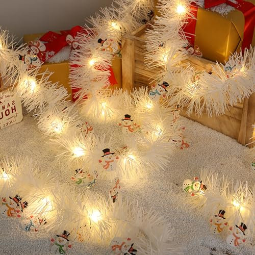 Weihnachtsdeko Girlande 5M Weihnachtsgirlande mit 50LED Weihnachtsdeko Lichterkette Tannengirlande Künstlich Weihnachten Deko Weihnachtskranz Lichterkette Weihnachtsdeko für Innen und Außen (Warmweiß)