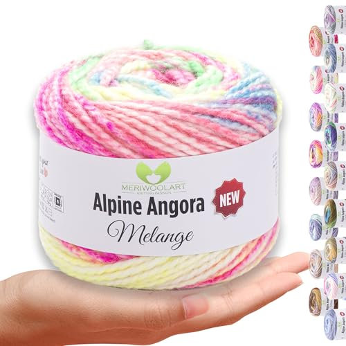 MeriWoolArt® Merino Wolle zum Stricken – 150 m Mehrfarbige Dicke Weiche Merinowolle für Pullover und Jacken – XXL Handstrickwolle – Voluminöse DIY Wolle für Schals, Decken, Tücher & Geschenke 6416