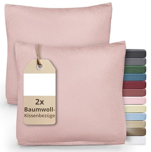 Greenline Kissenbezug Premium Jersey aus 100% Baumwolle Rosa Doppelpack (2X) 40 x 40 cm Kissenhülle Kissenbezüge