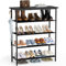 HOMIDEC Schuhregal,5-Ebenen Schuhablage mit Holzbrett als oberstes Regal,Schuhaufbewahrung für 15-20 Paar Schuhe und Stiefel,Ablagen aus Vliesstoff schuhregal platzsparend geeignet(Schwarz)