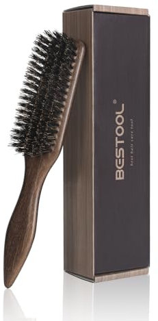BESTOOL Cepillo para el cabello, cepillo de cerdas de jabalí para mujeres, hombres y niños para desenredar y peinar, cepillo elegante para moño con cerdas de jabalí para cabello fino y delgado