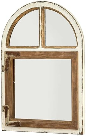 Loberon Zilvento Specchio - Forma a Finestra - Finitura Bianco Antico, Bianco Antico/Marrone