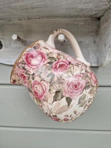 Kanne Krug Keramik Rosen Blumen Rosa 16x13xH15,5cm