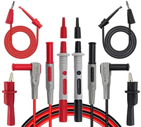 8Pcs Multimeter Test Leads Set with Alligator Clips, Mini Hooks, and Test Probes - 1000V 10A CAT III & CAT IV 600V for Fluke, KAIWEETS, INNOVA Multimeters, Voltmeter, Clamp Meter