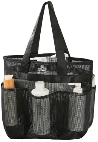 Bolsa De Playa Grande De Rejilla 25x23x14cm Bolsa Plegable De Malla De Playa Con 6 Compartimentos, Con BotóN, con Asa, Multifuncional, Plegable, Para Playa, Piscina, Camping, Viajes, Negro