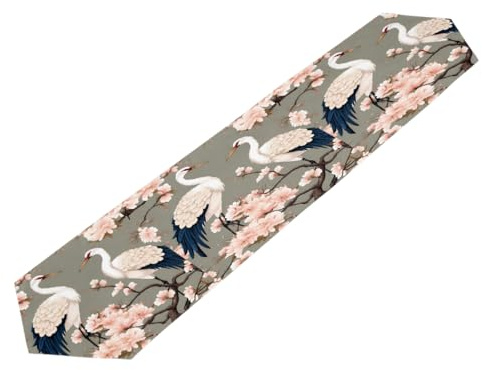 Mexpekil Japanischer Tischläufer mit Kirschblütenmotiv, Polyester, für Esstische, Ostern, Hochzeit, Urlaub, Party, 33 x 228 cm