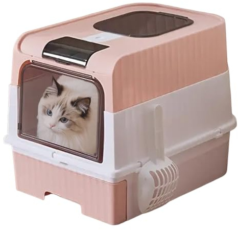 Litière pour chat avec couvercle et filtre à charbon actif - Litière fermée avec filtre - Toilette anti-odeurs pour chat - Boîte hygiénique avec entrée