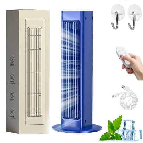 Breezamax,Breeze Max Air Cooler,Qinux Brizaac - Beat the Scorching Heat & Humidity Instantly,Portable Air Conditioners with 3 Speeds,No Drilling Small Air Cooling Fan for Bedroom Office (Blue)