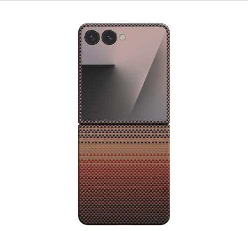 pitaka Magnetische Hülle für Samsung Galaxy Z Flip 7 aus Aramidfaser Ultradünne Handyhülle Kompatibel mit Magsafe Langlebige Schutzhülle mit Angenehmer Haptik [Taktile Gewebte Hülle] Sonnenuntergang