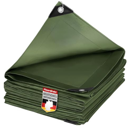 etm Abdeckplane 240g/m² wasserdicht 3 x 5 m Grün Allzweckplane für Schutz vor Witterung - Top geeignet für Gartenbereich - UV-stabil beidseitig beschichtet, wasserfest und abwaschbar