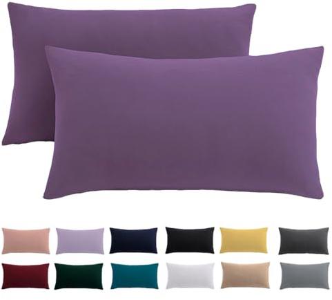 Beqnat Kissenbezug 40x60 2er Set, Kopfkissenbezug Lila | 100% Mikrofaser Kopfkissenbezug 40 x 60 cm mit Reißverschluss, Kissenhülle Für Kissen, Bügelfrei & Knitterfrei, Waschbar