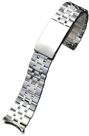 CAWEUER Silbernes Edelstahl-Uhrenarmband, kompatibel mit Tudor Hydro-Uhrenarmband, Faltschließe(Silver,20mm)