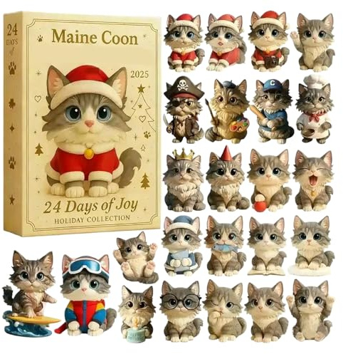 Weihnachtskalender für Katzen mit 24 Tagen – 2D-Acryl-Set, Dekoration zum Aufhängen in einem süßen Baum, festliches Weihnachtsgeschenk für Katzen | für Mädchen, Jungen, Teenager