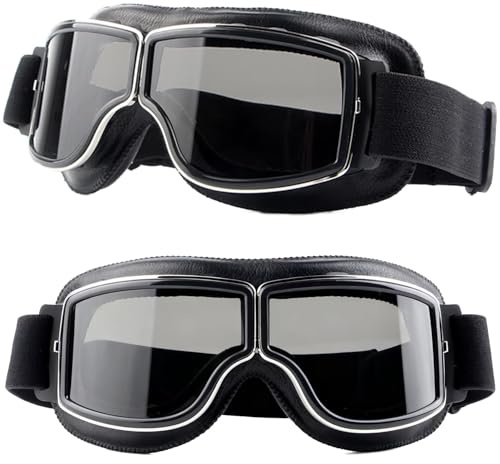 BUKYCAT 1 PCS Motorradbrille, Retro Radbrille, Helmbrille, Motocrossbrille Schutzbrille, Windproof Motorcycle Goggles, Motocross Vintage Motorräder Brille für ATV Bike Motocross Schutzbrille