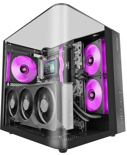 Mars Gaming MC-INFINIOLITE, ATX Gaming-Gehäuse, Durchgehendes Rahmenloses Gebogenes Gehärtetes Glas, Oberes Glaspanel, Doppelkammerstruktur, Unterstützung für Flüssigkeitskühlung bis 240mm, Schwarz