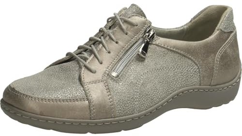 Waldläufer Henni Halbschuh mit ProAktiv Fußbett 496042-337-070, Nubukleder, Hellgrau mit Metallic - Effekt, Weite H Grau
