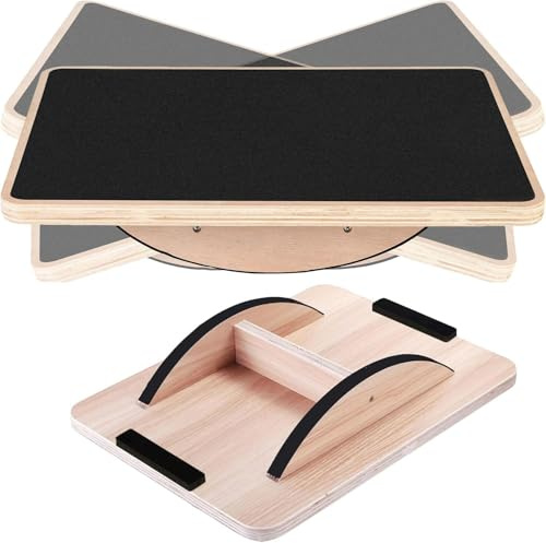 Wooden Balance Board, Wobble Board for Under Desk, Balancing Board for Exercise, Wobble Board for Standing Desk, Anti Slip Roller, Balance Trainer for Body Balance Training