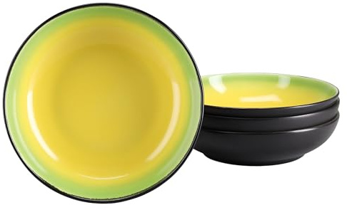 Creatable, 24932, Serie Hot Green, 4-teiliges Geschirrset für 4 Personen, Poke Bowl aus Steinzeug, spülmaschinen- und mikrowellengeeignet, Qualitätsproduktion