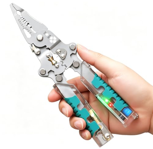 Professional 18-in-1 Electrical Pliers Multi Tool, Wire Strippers Electrical, Electrician Tool Kit, Wire Cutter, Crimper, Voltage Tester, Screwdriver | All-in-One Pliers Tools for DIY