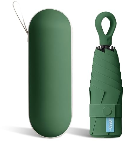BoomCelocity Parapluie Compact de Voyage –Boucle en anneau Mini Parapluie Capsule 6 Nervures Coupe-Vent, Ultra Léger et Résistant, Idéal pour Hommes et Femmes, se Range Facilement dans un Sac