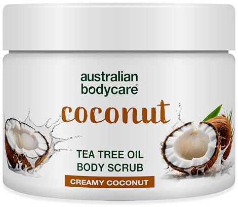 Australian Bodycare Body Scrub 400ml bei Pickeln an Rücken & Körper, Unreiner Haut, Eingewachsenen Haaren, Reibeisenhaut, erdbeerbeine | 100% Natürliches Teebaumöl & Kokosnuss | 100% Vegan