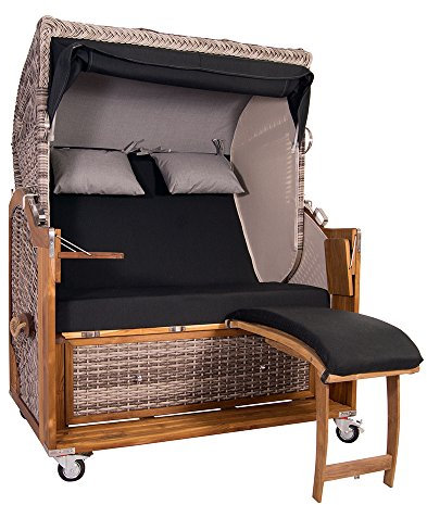 Strandkorb Kampen 2,5-Sitzer White Oak 57578 Volllieger Teakholz Teak