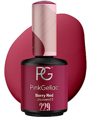 Pink Gellac UV Gel Nagellack - 229 Berry Red 15 ml - Lang Anhaltend Shellac Nagellack Rot - Gel UV für 14 Tage Nägel in Salonqualität - Made in Holland