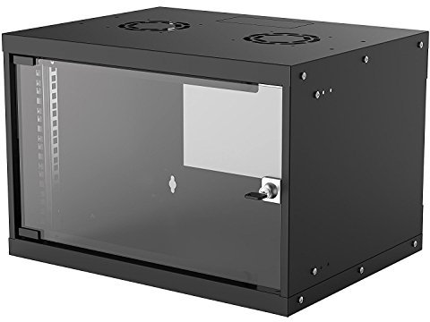 Kab24® Basic Line Netzwerkschrank Serverschrank Wandhehäuse Netzwerk Wandschrank Wandverteiler SOHO Schrank schwarz 19 Zoll 6 HE H:35,3 x B:54 x T:40cm