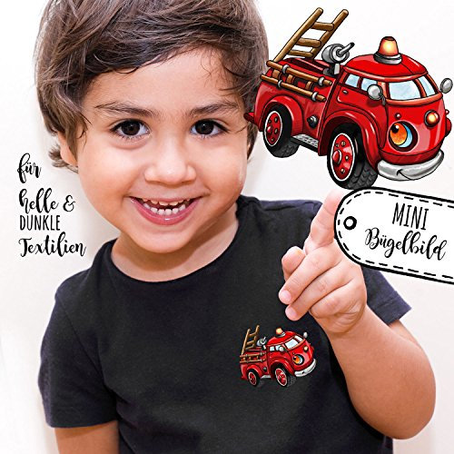Bügelbilder Applikation Feuerwehr Fahrzeug -mini- Bügelbild Bügelmotiv Aufbügelbilder für Jungs bb055 ilka parey wandtattoo-welt®