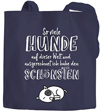 Jutebeutel so viele Hunde auf dieser Welt und ausgerechnet ich habe den Schönsten Baumwolltasche Moonworks® navy 2 lange Henkel