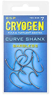 ESP Cryogen Curve Shank Barbless Hooks: 8