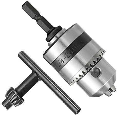Bestgle 1.5-10mm Capacity Mount 3/8-24UNF Drill Chuck 1/4 Hex Shank Converter Impact Drill Driver Bits Quick Connect Adapter Conversion with Chuck Key