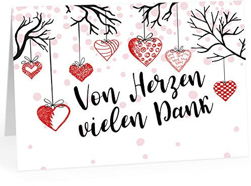 XXL Dankeskarte (A4) | Von Herzen vielen Dank | mit Umschlag | edle und hochwertige Klappkarte | Als Dankeschön | Große Karte um Danke zu sagen | Maxi Danksagung | Karte | Überformat