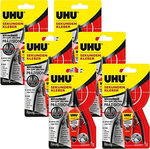 Uhu - Sekundenkleber Blitzschnell Präzision (Flüssig 3g | 6er Pack)