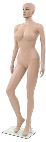 vidaXL Schaufensterpuppe mit Glassockel Sexy Weiblich Beige 180cm Mannequin